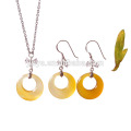 Fashion Simple Design Natural Agate Stone Necklace Earring Silver Jewelry Set